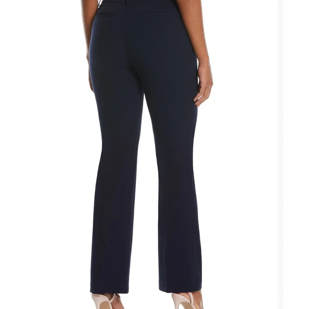 Rafaella black textured dress pants pull on style logo metal studs at waist 8